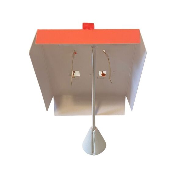 Betsey Johnson Orange Tumbler Dangle Earrings w/ Eye Catching Rhinestones. - Picture 5 of 8